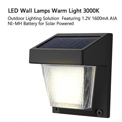 좋은 가격 LED 태양광 벽 램프 따뜻한 빛 3000K 야외 조명 솔루션 1.2V 1600mA AA NI-MH 배터리 온라인으로
